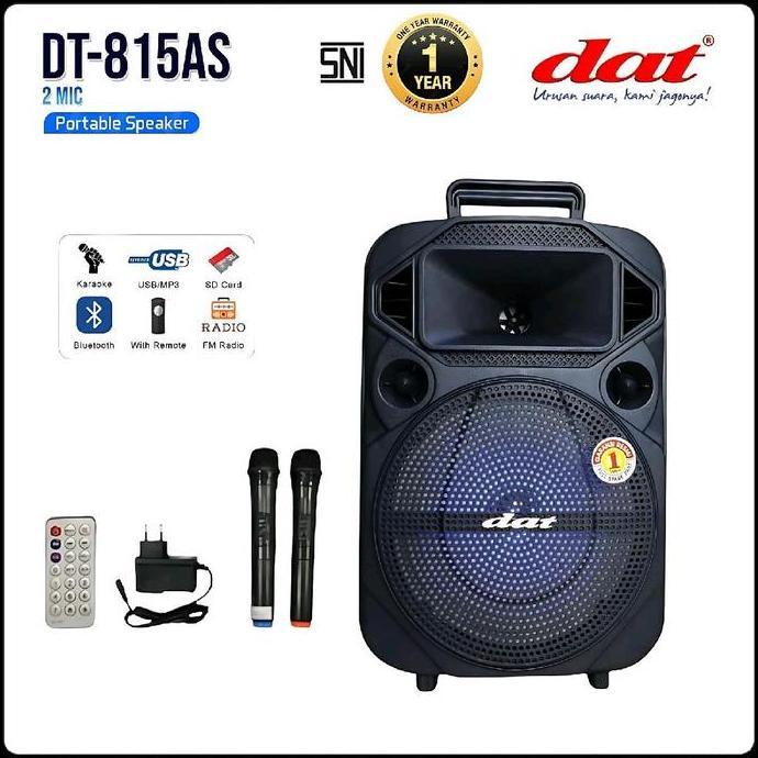 Speaker DAT DT-815AS 2mic wireles speaker bluetooth portabel speaker aktif full bass