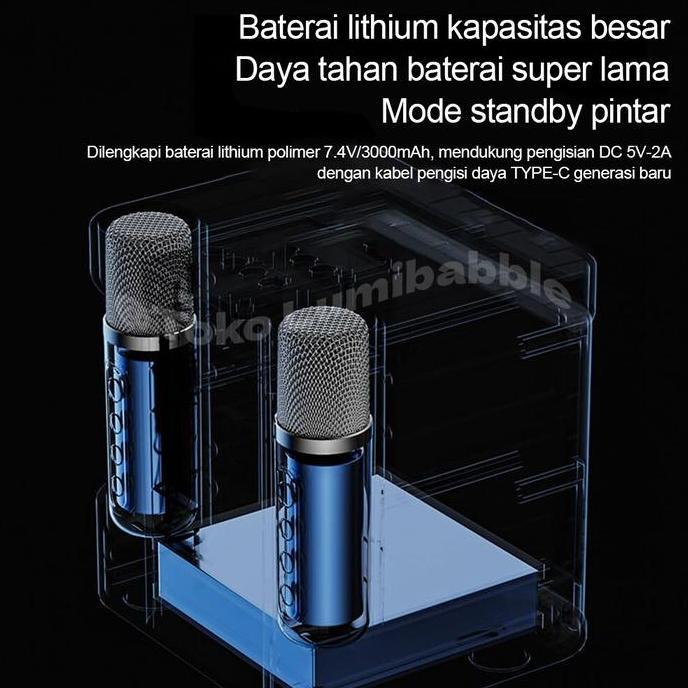 Speaker Bluetooth Karaoke 2 MIC HD Sound Quality Speaker Bluetooth Portable