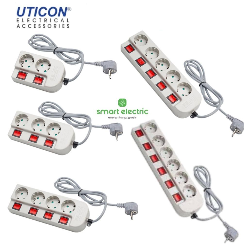 Uticon Stop Kontak Arde + Saklar + Kabel 1.5 mtr Colokan Listrik bagus Stop Kontak