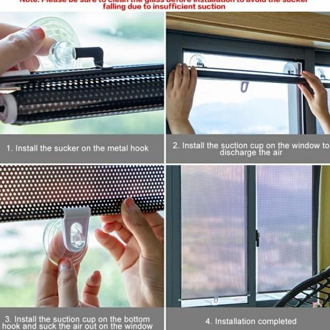 Hordeng Tirai Jendela Gulung Tempel Kaca Pelindung Panas Roll Gorden