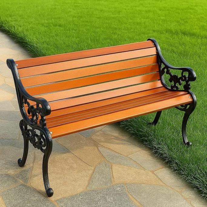 KURSI TAMAN  BESI DUDUKAN KAYU KS