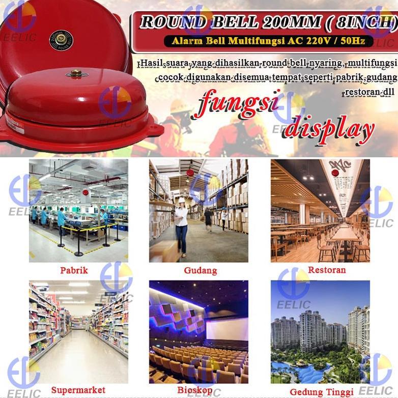 EELIC ALB-200MM Alarm Bel Bulat Round bell Nyaring Cocock Digunakan Untuk Bel Sekolah Pabrik Gudang 
