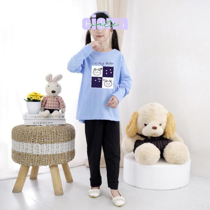 qw-7 sa-324 Setelan Anak Tunik Lengan Panjang Motif Luck Bear Umur 3-11 Tahun Original Sale