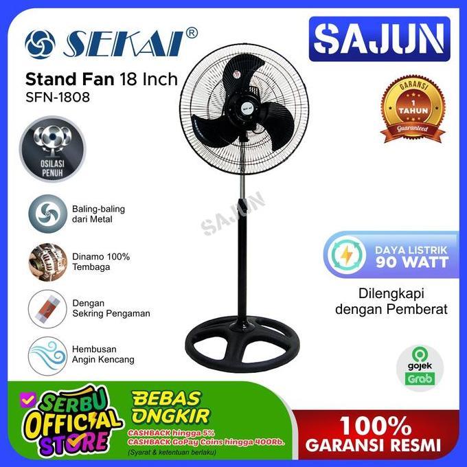 SEKAI Metal Stand Fan SFN1808 Kipas Angin 18 Inch SFN 1808