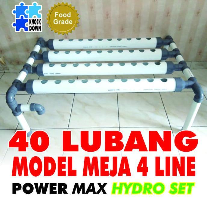 40 lubang model meja 4 line power max HIDROPONIK NFT / DFT Set + Bonus