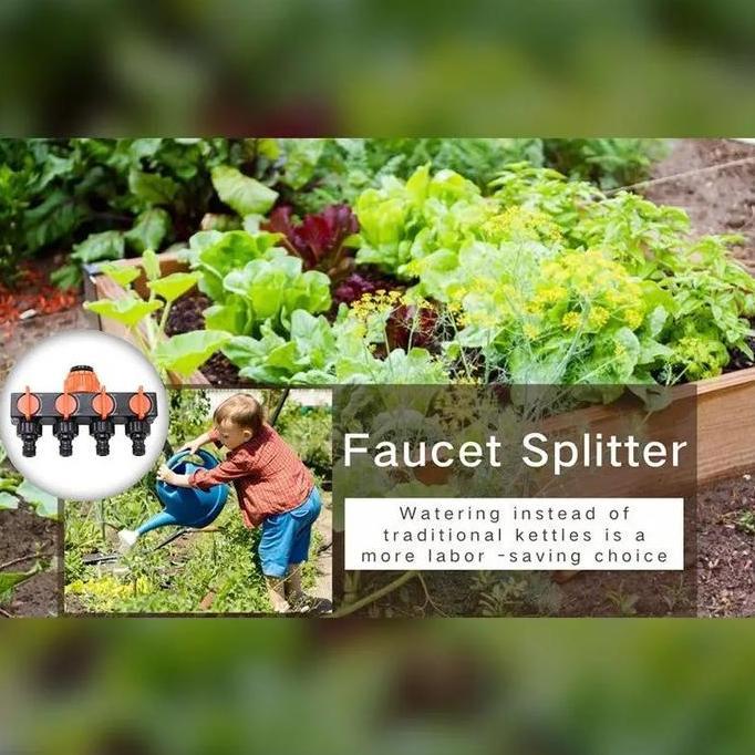 TERMURAH - splitter irigasi taman cabang 4 pemisah selang air kran 3/4 hidroponik