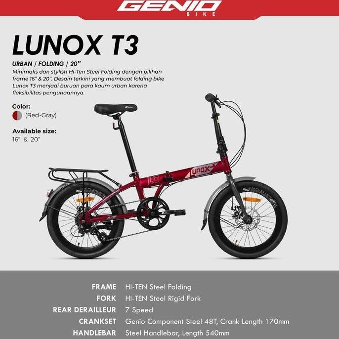 Promo Sepeda Lipat 20 inch Genio Lunox 1.0 COD
