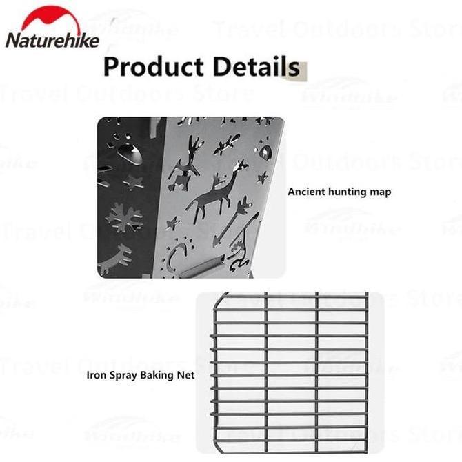 Tungku Fire Pit Grill Bbq Kayu Bakar Camping Naturehike Cnh22Cj036