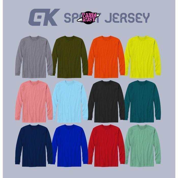 Oy58 fgk-45 Re27 KAOS OLAHRAGA LENGAN PANJANG POLOS JERSEY SEPAK BOLA FUTSAL BADMINTON VOLLY LARI GY