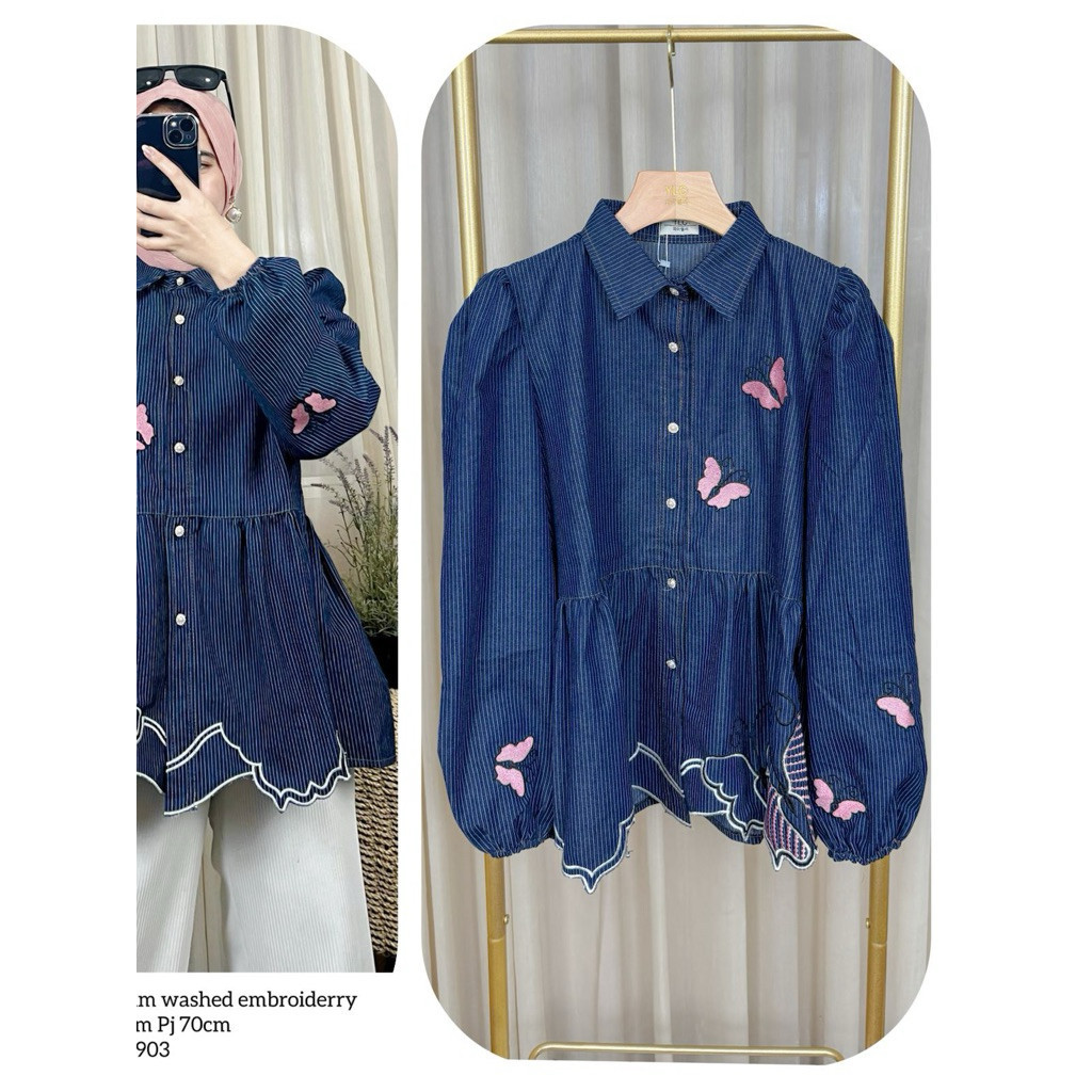 SC KEMEJA JEANS KUPU BORDIR YLC 1903