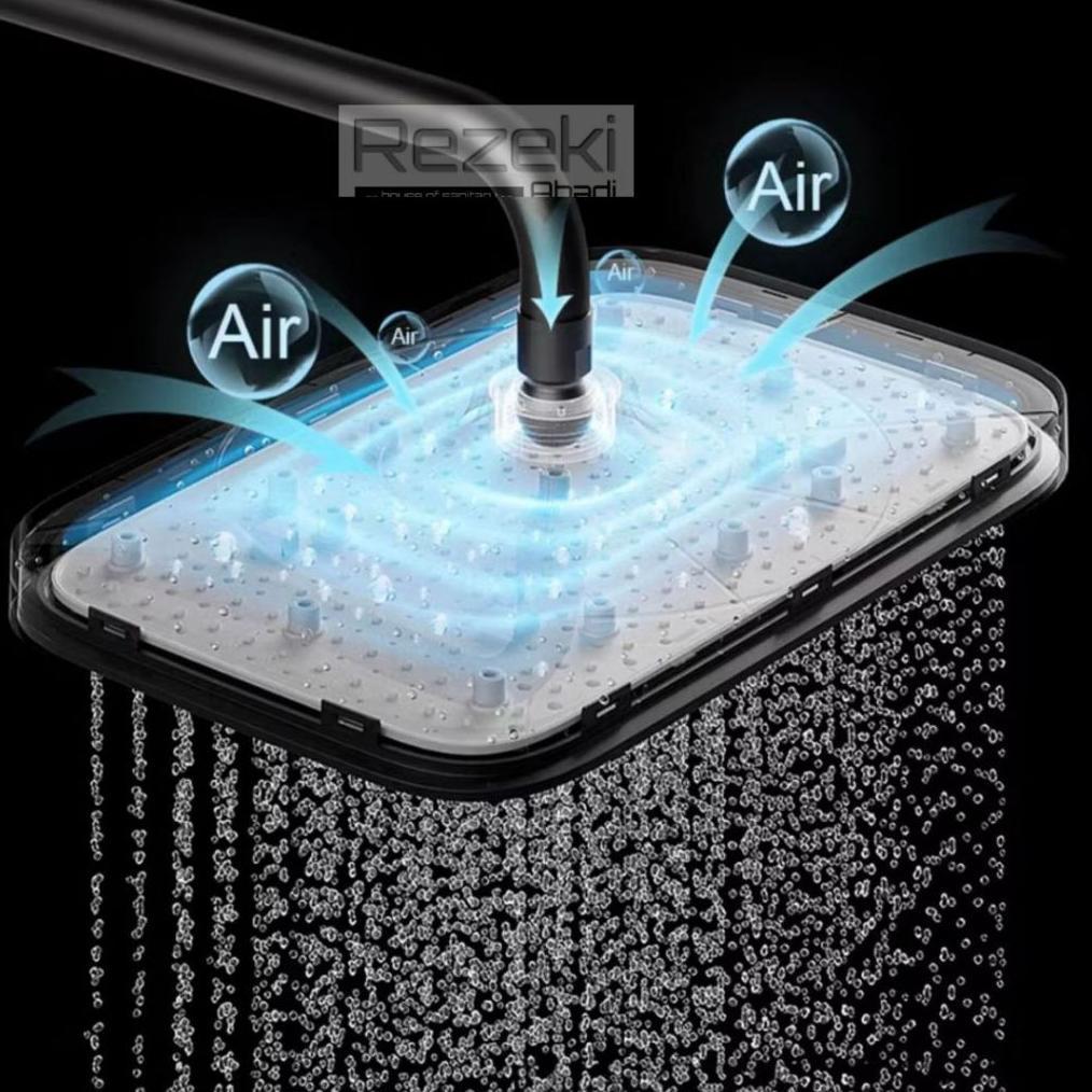 Wall Shower Tembok Kotak Hitam Premium - Rain Shower Model Tanam - Shower Mandi Shower set