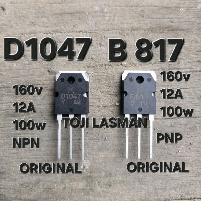 TRANSISTOR FINAL POWER AMPLIFIER B817 D1047 K  12A 160v 100w 2sb817 2sd1047 2sb B 817 2sd D 1047 pnp