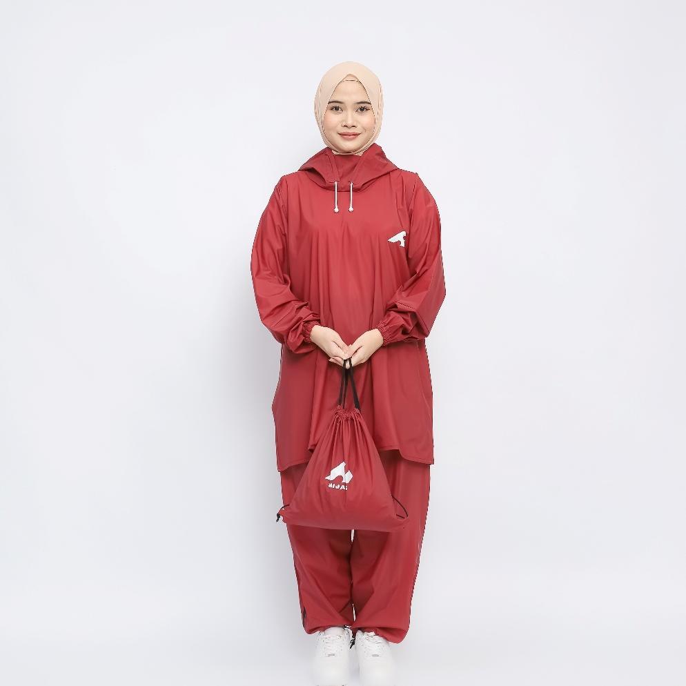 Hijasku Jas Hujan Setelan Tunik PVC Tebal Pria Wanita Setelan Jumbo Jas Hujan