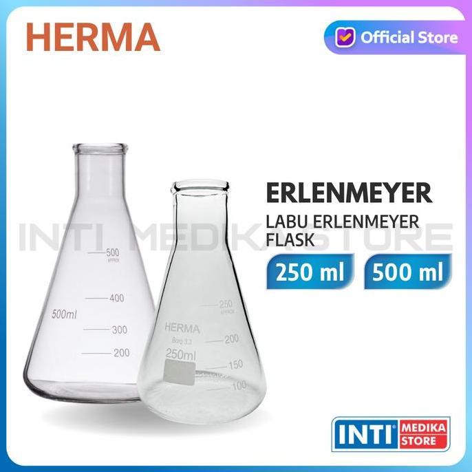 Herma - Labu Erlenmeyer Flask 100Ml 200Ml 250Ml 300Ml 500Ml 1000Ml