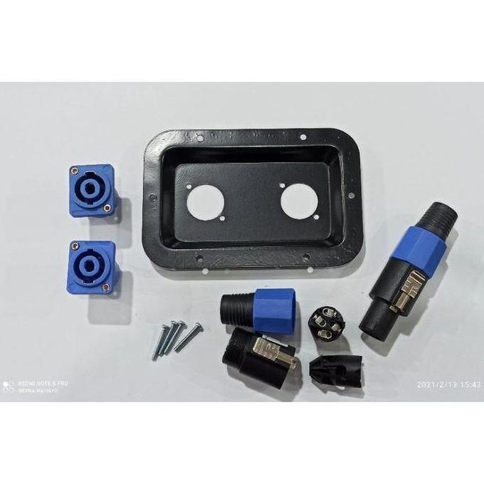 satu set jack jek spikon spikon besi dan socket speakon