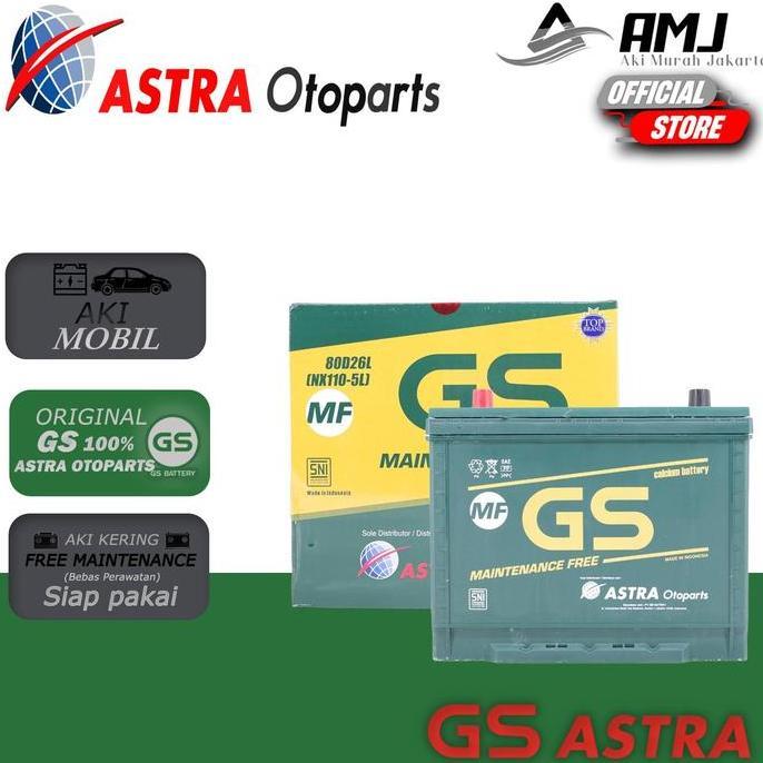 TERMURAH - GS MF Astra Aki Mobil Toyota Harrier 80D26L - 70Ah Aki Kering