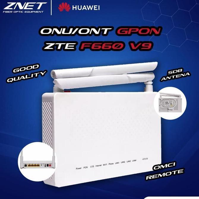 Modem Gpon Zte F660 V8 Box Antena Wifi 5Db Support Statis Ppoe Dan Bridge Olt Onu Router Original