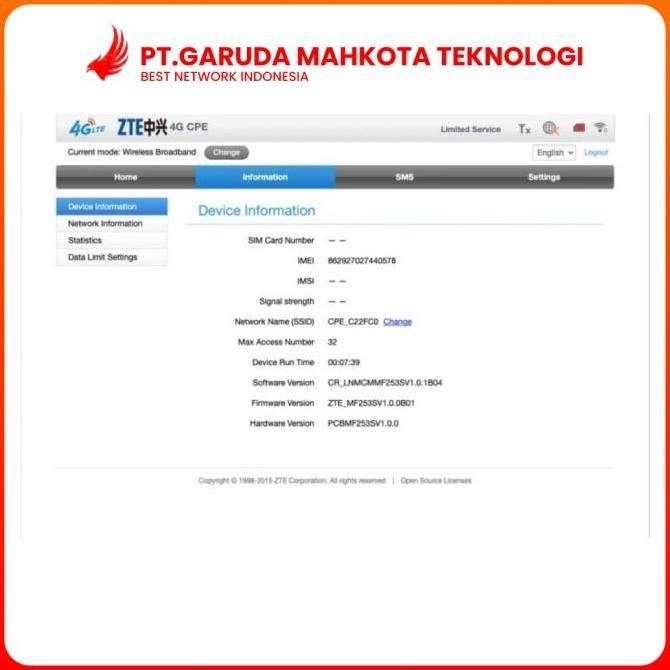 Modem ZTE MF253S Wifi 4G LTE Unlock All Router Second Original