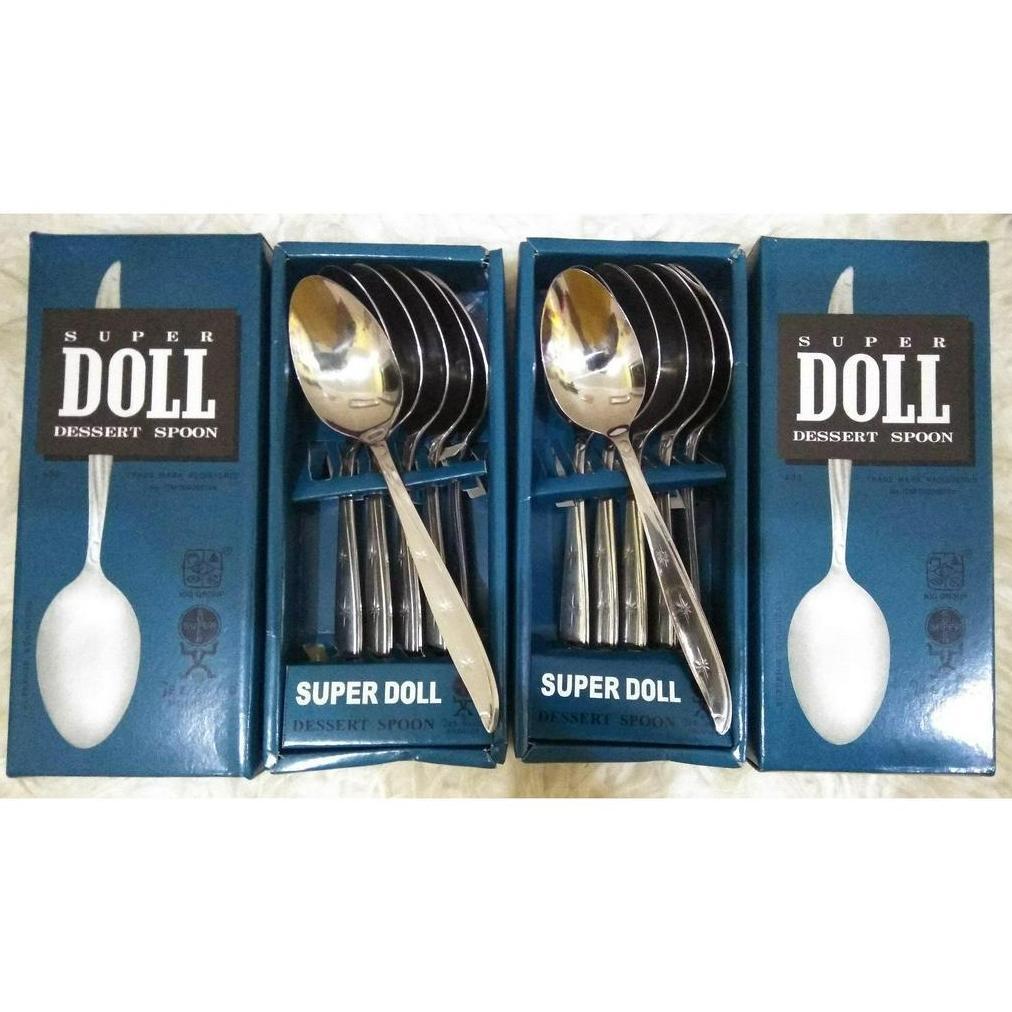 Sendok Makan Doll 1 Lusin - Sendok Dessert - Dessert Spoon - Super Doll - Sendok Makan 1 Lusin - Sen