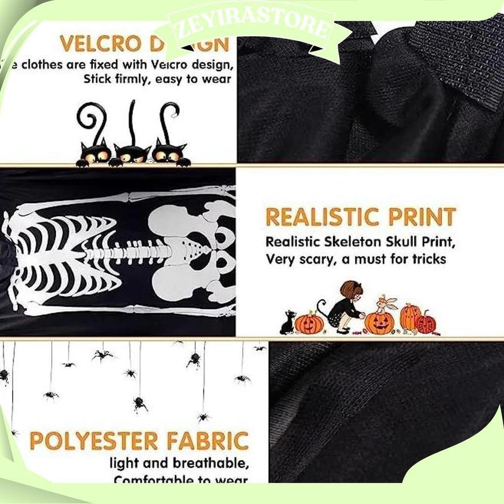 Dinoso Kostum Set Jubah Tengkorak Skull Hantu Cosplay Ghost Skeleton Halloween Dewasa Cosplay Unisex