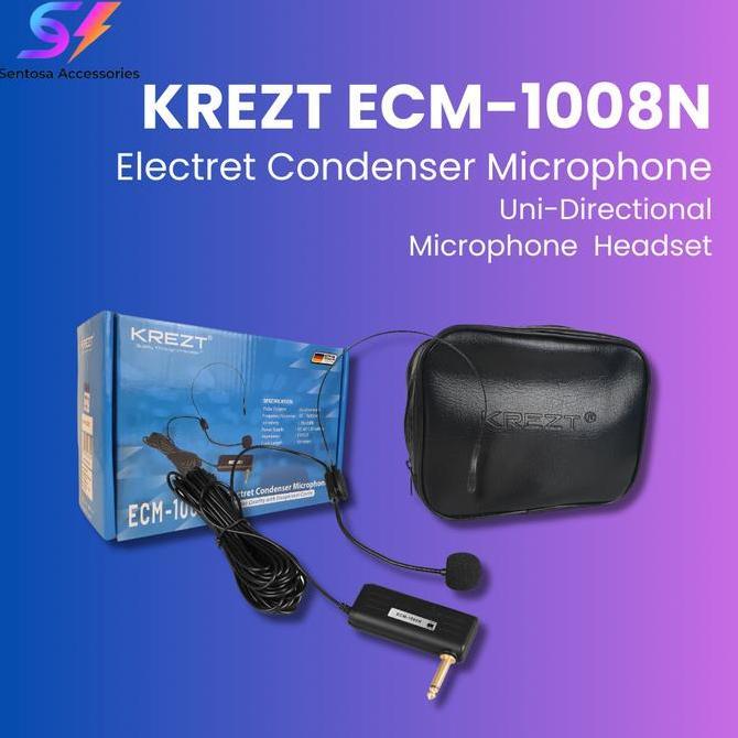 Microphone Bando KREZT ECM-1008N | Mic Headset Kabel | Mic Bando Imam Masjid Mushola Original