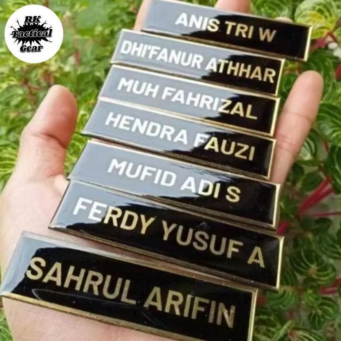 Name Tag / Resin Huruf Gold / Papan Nama Pns/Guru / Nama Dada  + Resin