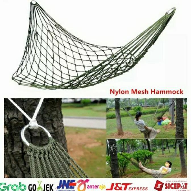 Hammock Ayunan Gantung Tali Rajut Nylon Hamock Jaring Single