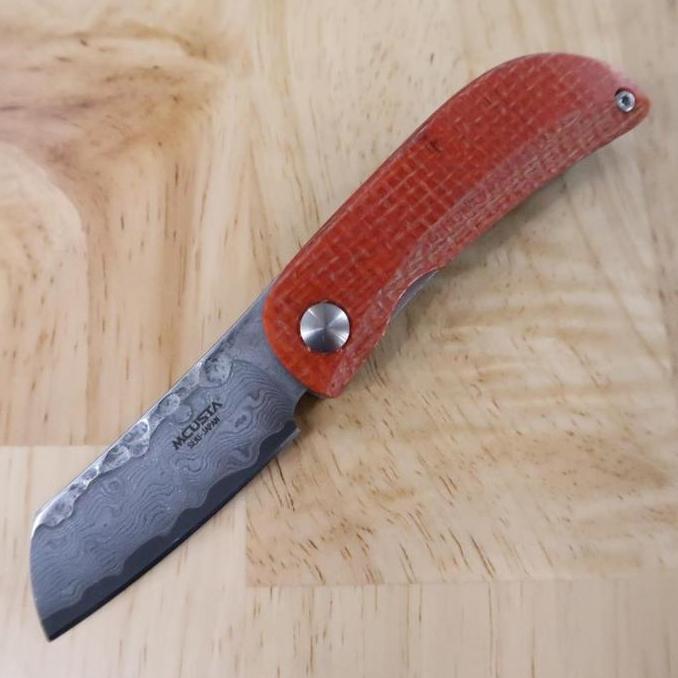 Edc Japanese Folding Knife Mcusta Vg10 Damascus Orange Blue 45Mm