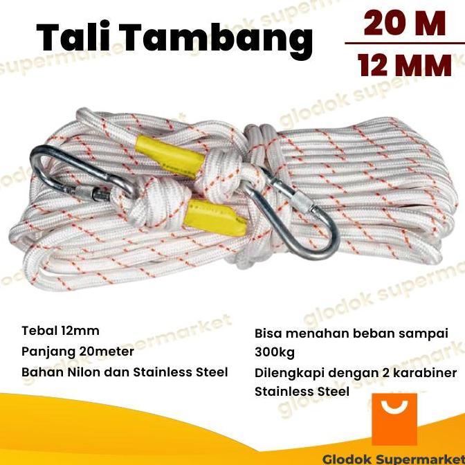 Tali Tambang 12Mm Tali Panjat Tebing Nilon 20 Meter
