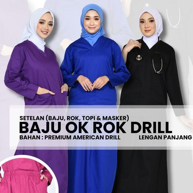 Dochs Medic Baju Jaga Rok / Baju Ok Setelan Rok Lengan Panjang