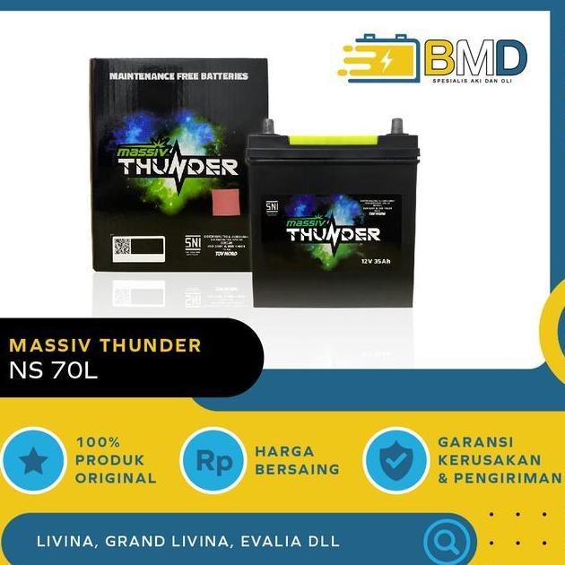 Aki Massiv Thunder Ns70L Mobil Crown Juke Focus Trajet Dll.