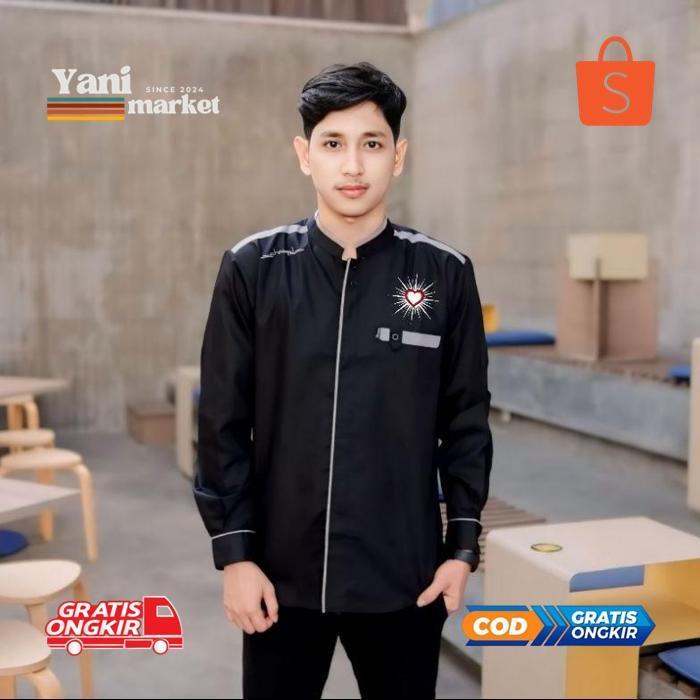 gd-5 IQR-914 Baju Koko putih Hati bersinar Lengan panjang Koko Psht Koko Hati Bersinar Rrcloth Murah