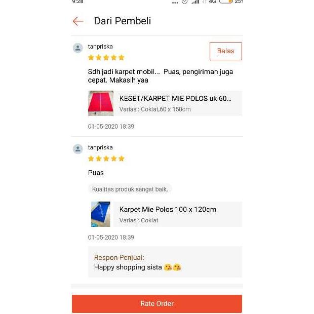 Keset / Karpet Mie Polos ukuran 60 x 200cm Keset