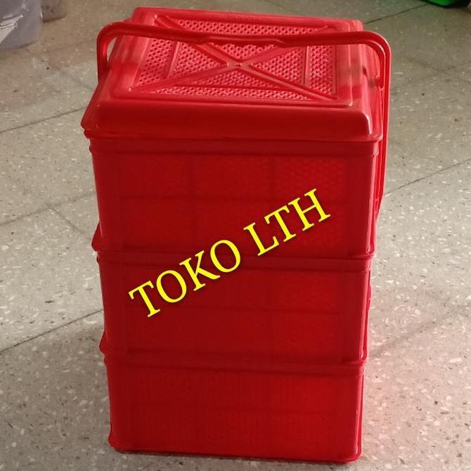 RANTANG KUE MAKANAN BUAH SEGI PLASTIK SUSUN 3 TENONG KERANJANG 3 SUSUN