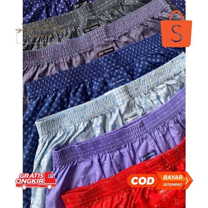 hj-45 GB29 Boxer BYC Celana Pendek Katun Adem Unisex Kotak-Kotak Bunga-Bunga Murah Hemat
