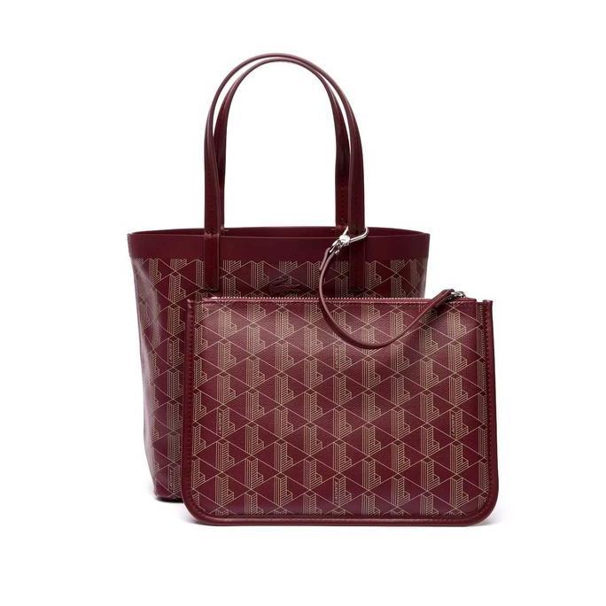 LACOSTE Zely Coated Canvas Monogram Small Tote Bag