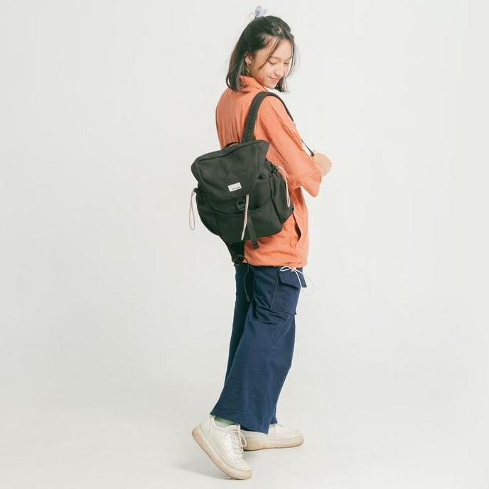 Evroa Nancy Medium Backpack - Black canvas | Tas Mini Ransel Ipad, Notebook 12 inch | Backpack Wanit