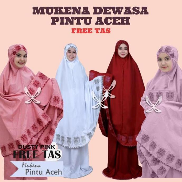 Terlaris Mukena Khadijah Pintu Aceh Jumbo Free Tas Bahan Katun Mikro