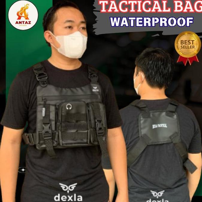 Tas Dada Rompi Tactical Rig Bag Bodypack Outdoor Chest Bag Hitam Army Coklat Waterproof Anti Air Pre