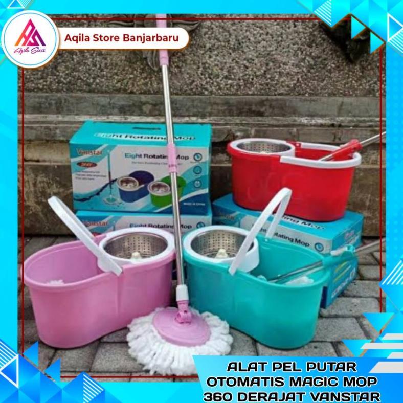 Pel Mop Putar Otomatis Vanstar / Alat Pel Putar Otomatis Magic Mop Stainless 360 Ha Pel Lantai