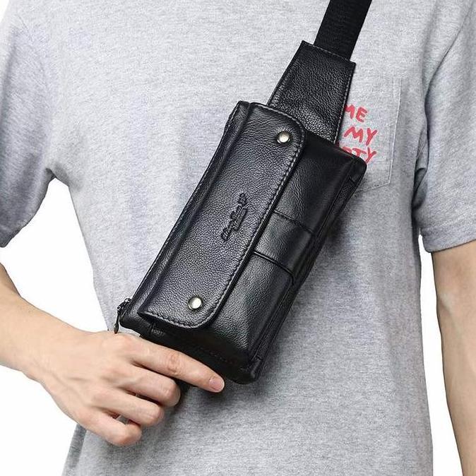 waist bag pria kulit tas pria branded Import tas pinggang kulit