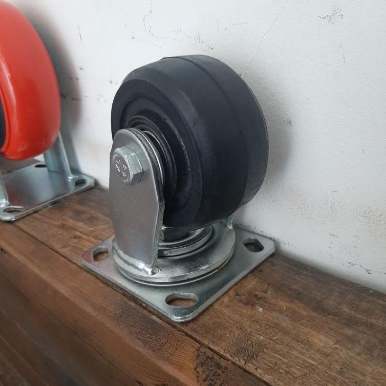 Roda Trolley Troli Besi Karet Heavy Duty 4 Inch Hidup Roda Troli