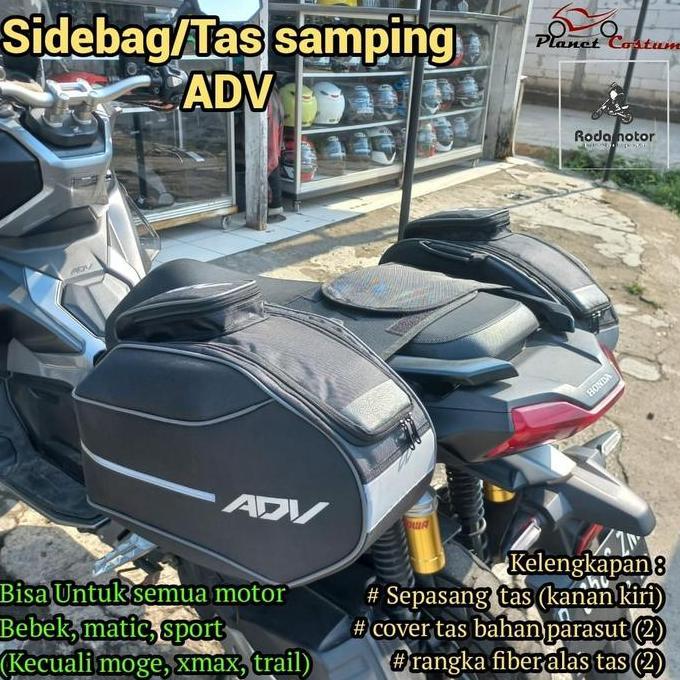 HMSB1 sidebag adv tas samping murah hitam abu abu tas mudik tas touring muat jas hujan baju kacamata
