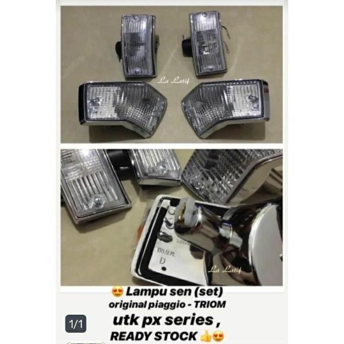 Lampu sen set Triom Piaggio mika bening utk PX, Excel dkk
