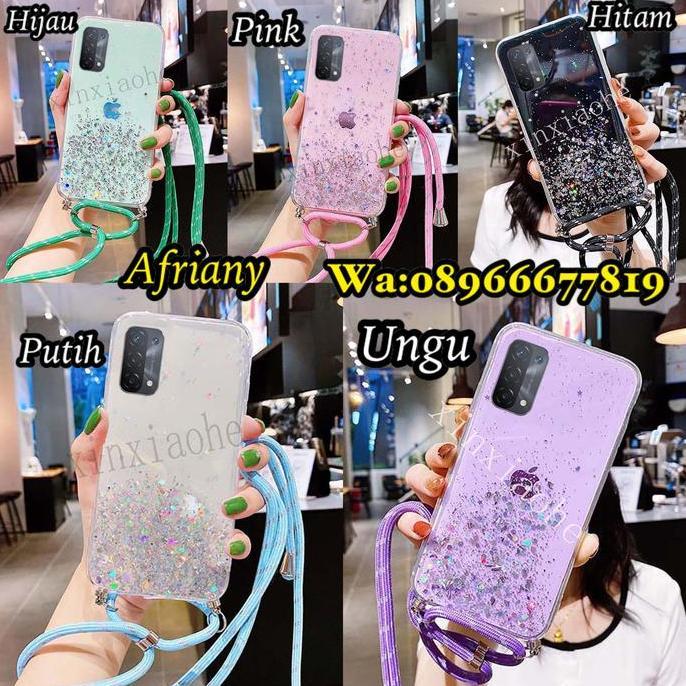Case Tali Nagita A74 5G 2021 Lanyard Glitter Gantungan