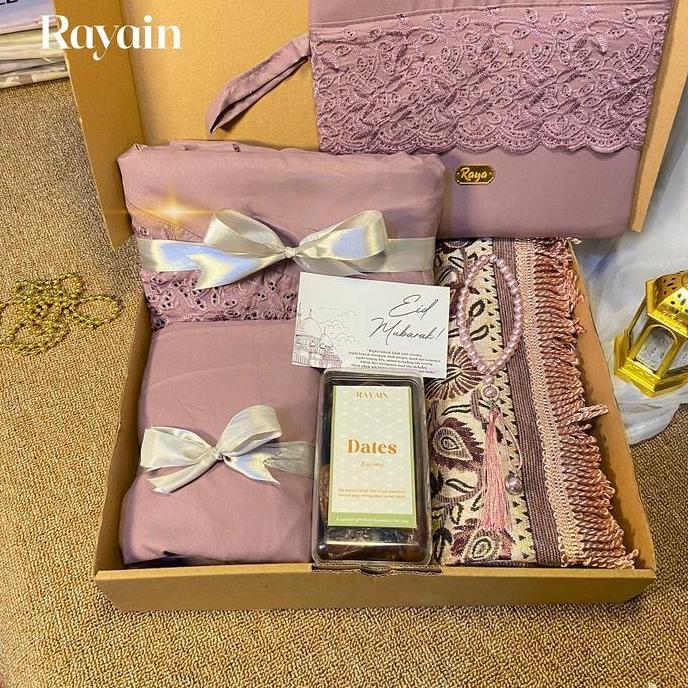 Promo Paket C / Hampers Mukena Premium Sajadah Tasbih Seserahan 1 Set Gift Box Hadiah kado cewe Ulan