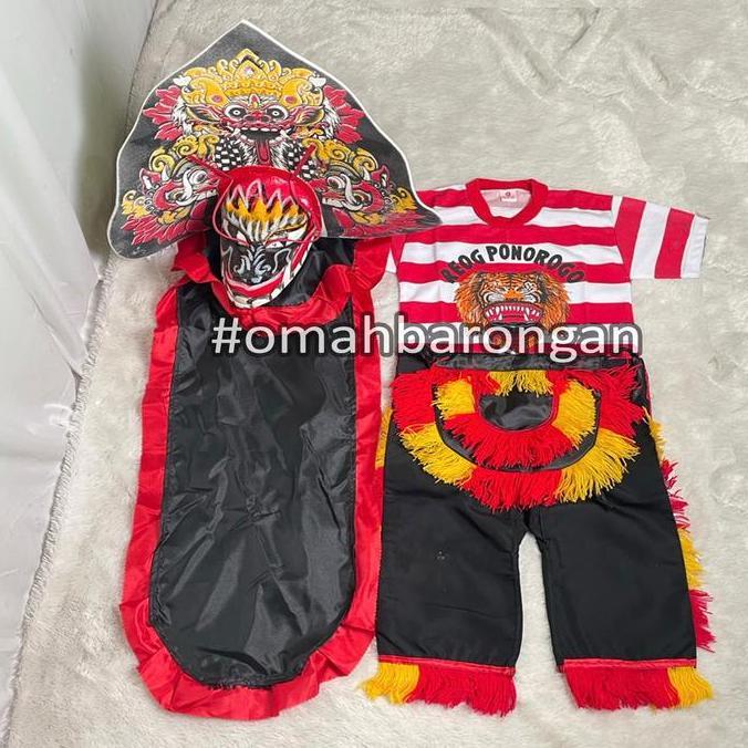 Mainan Anak Stelan Kaos Celana Reog Ponorogo dan Barongan Devil Caplokan Spon Free Embong Kemul AS