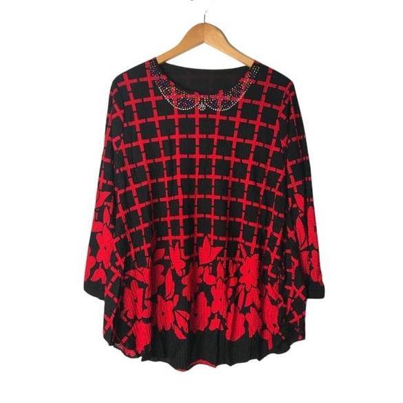 Promo Atasan Tunik JUMBO LD 110 CM - LD 130 CM TiLe Impor MeLar Lapisan Furing Motif Kotak Fit To XX