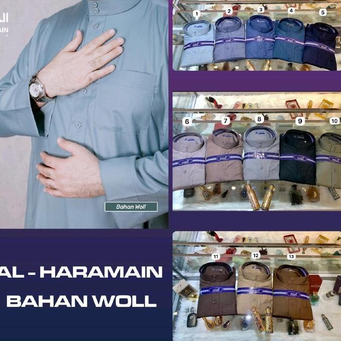 Promo GAMIS / JUBAH AL HARAMAIN BAHAN WOLL ORIGINAL HITAM PUTIH COD