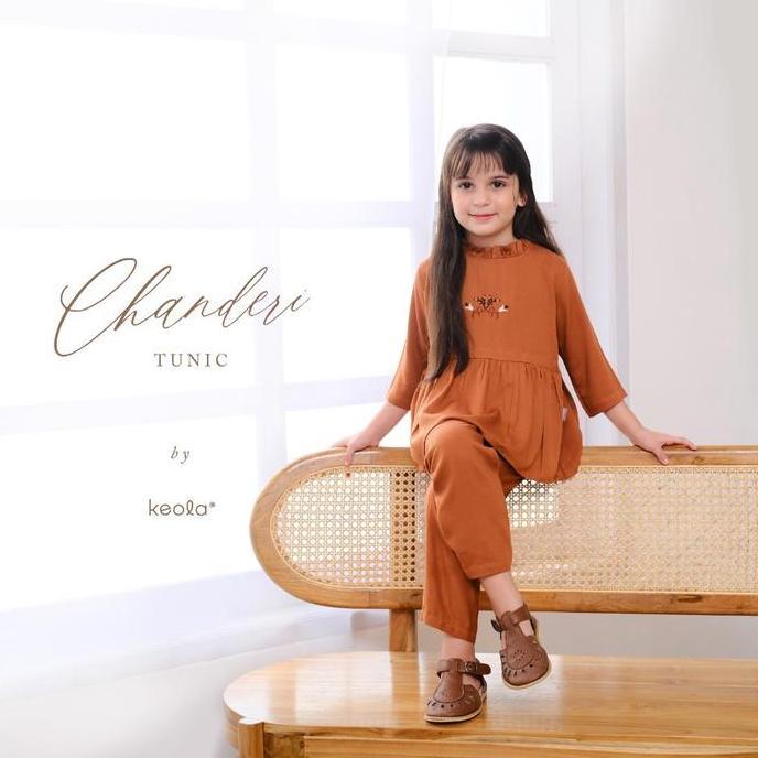 Promo keola - (Size 6 - 10Tahun) Keola Setelan Anak Perempuan Chanderi Tunik Set Dress Gamis / Baju 